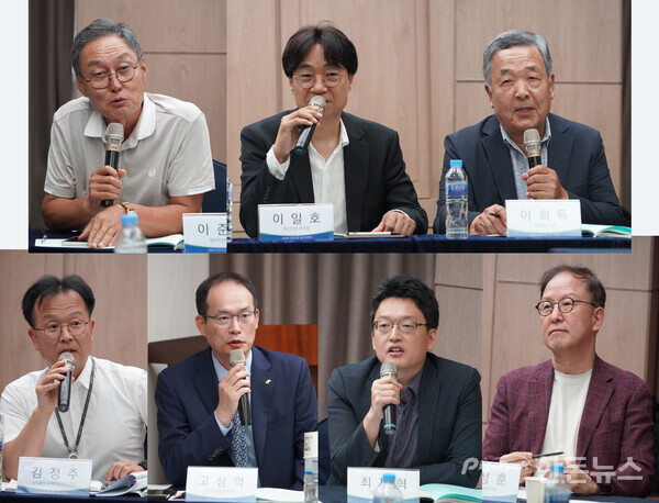 ▲ 좌측 위부터 이준길 한국돼지유전자협회 부회장, 축산신문 이일호 부국장, 이희득 GGP협의회장, 김정주 농식품부 구제역방역과장, 고상억 발라드동물병원장, 최재혁 한돈협회 정책기획부장, 김성훈 피그진코리아 박사 (사진 / 곽상민 기자)