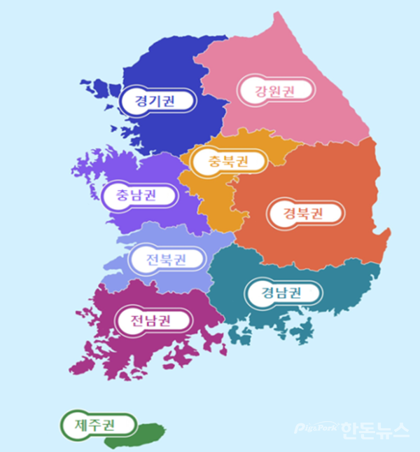▲&nbsp;2026년 2월까지 특별방역대책 기간 구제역 방역권역 (사진 / 검역본부)